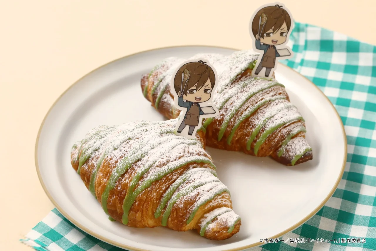 二口のふたくちクロワッサン。抹茶チョコトッピングとキャラピック付きのクロワッサン2個