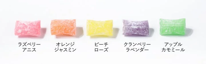 ひんやりのど飴ミックスの5種類のフレーバー。