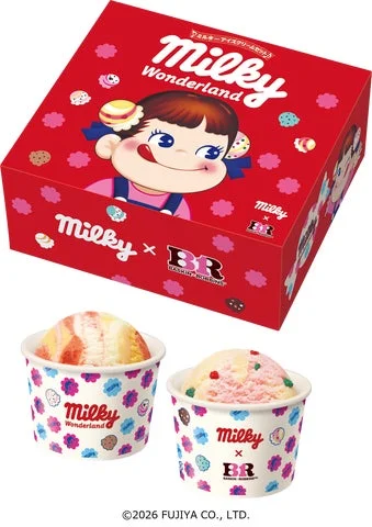 ミルキーアイスクリームセットのボックスとカップ