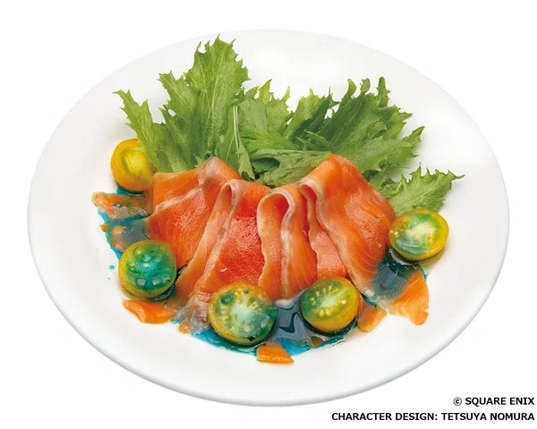 サーモンとトマトが盛り付けられたカルパッチョ
