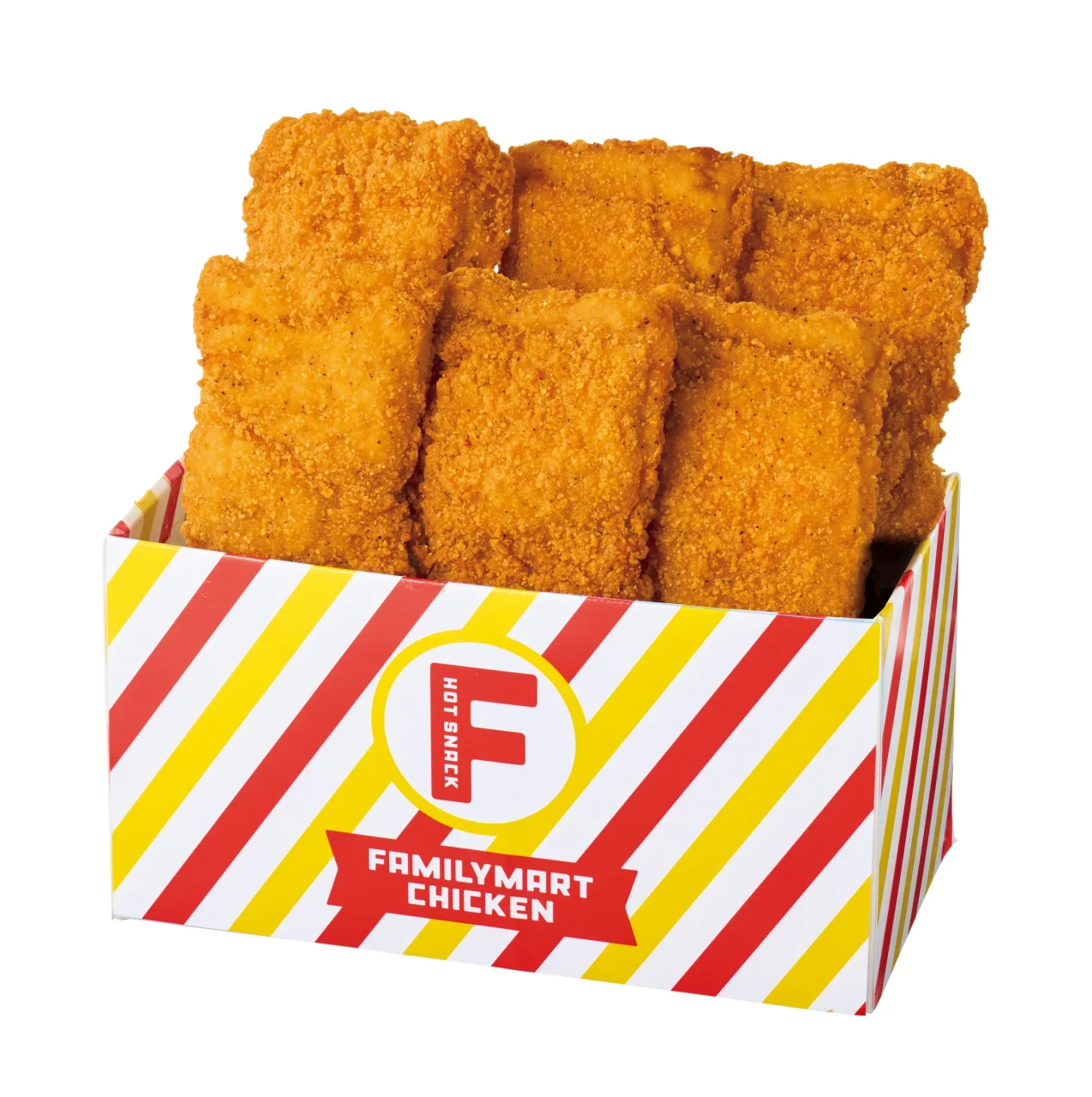 ファミチキ6個セットの骨なしチキンが箱に並んだ様子