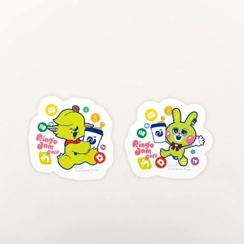 メメルとジャミーのキャラクターが描かれた2枚のステッカー