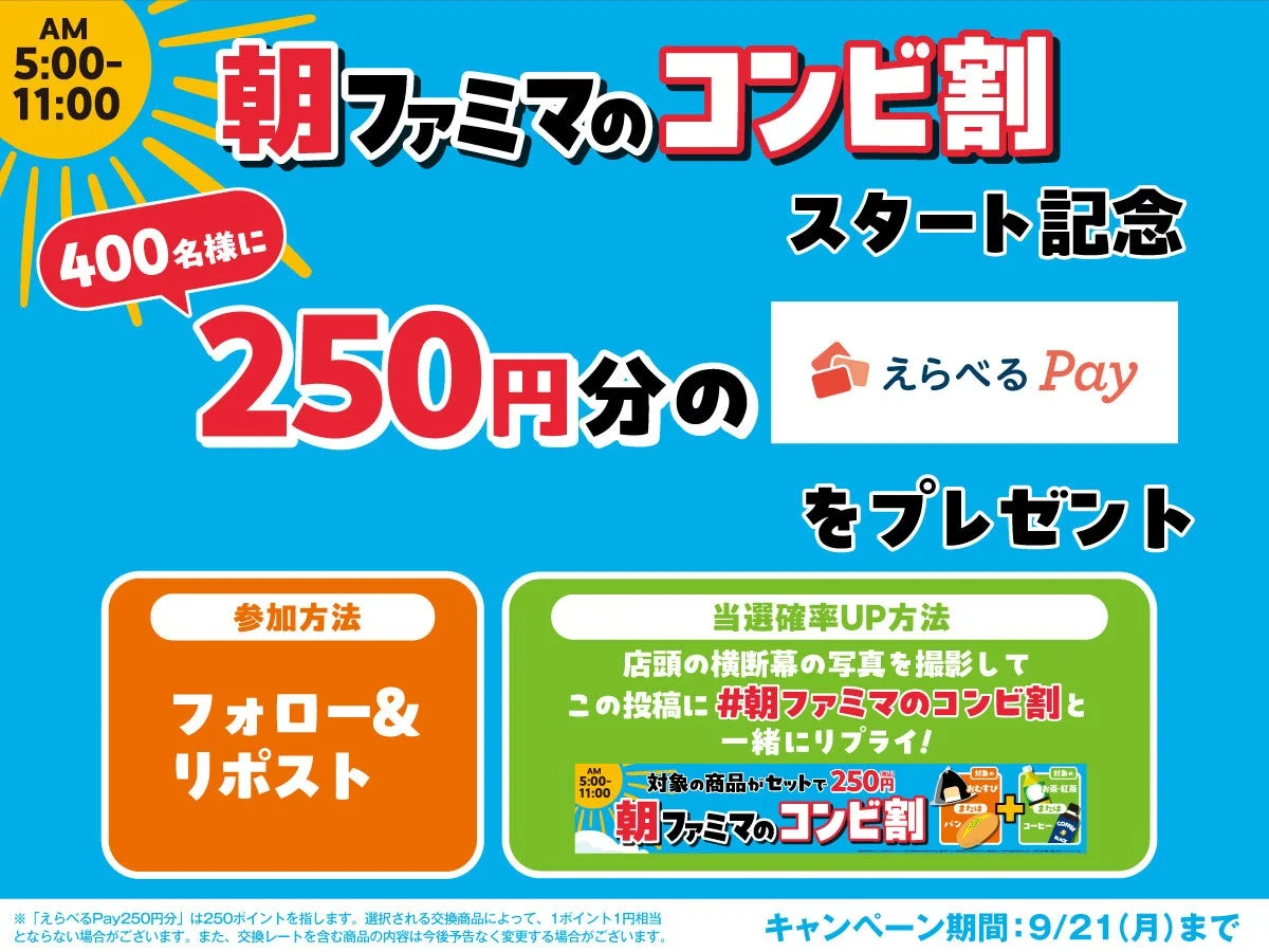 朝ファミマのコンビ割スタート記念キャンペーンの告知ポスター