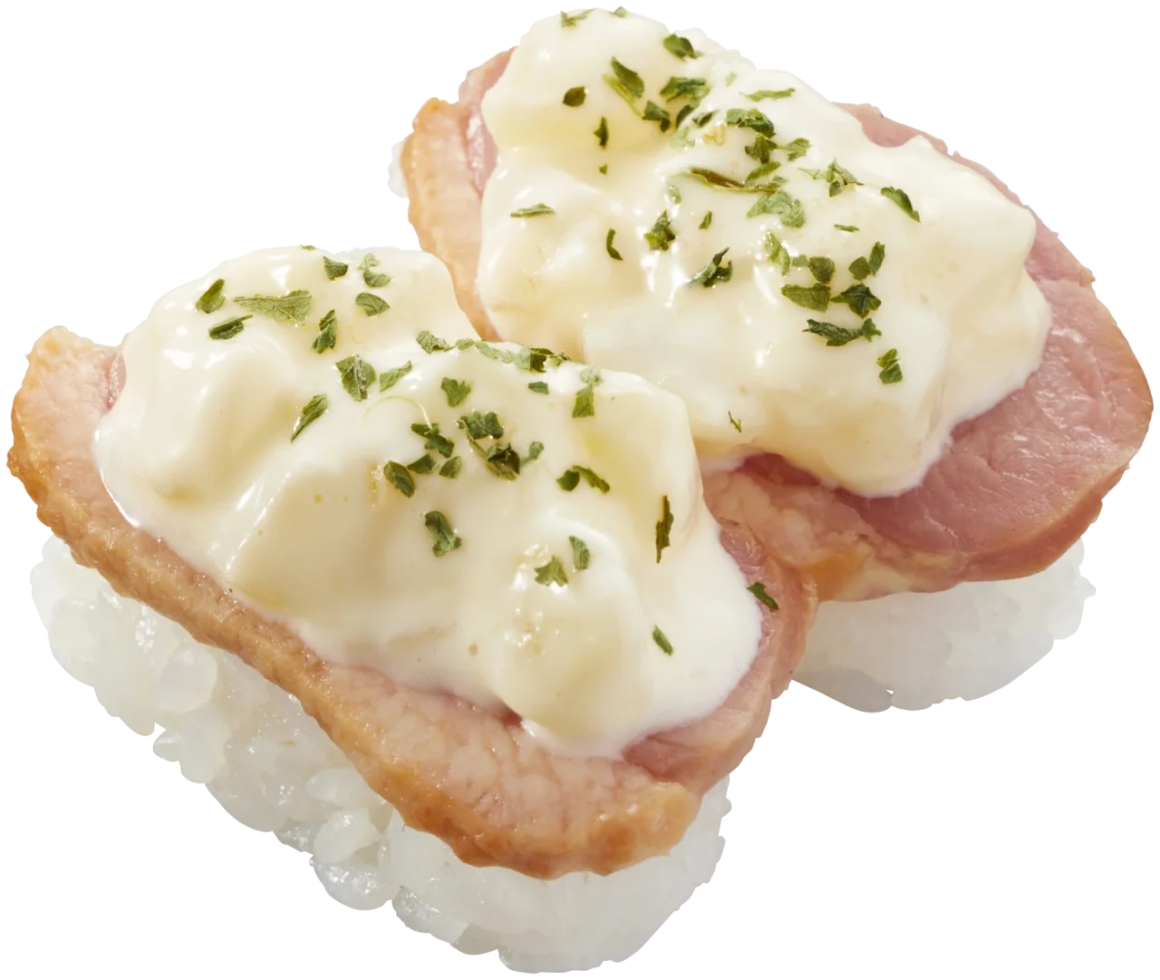 合鴨ロース ～ふじりんごのクリーミーマヨソース～の二貫寿司