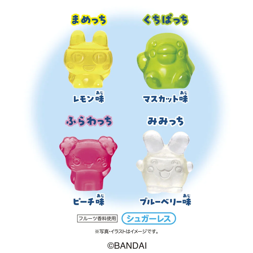 4Dグミ/たまごっちの4種類と味名が並ぶ商品説明画像