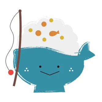 まんてんふりかけさくさくおかかの青い魚のイラスト