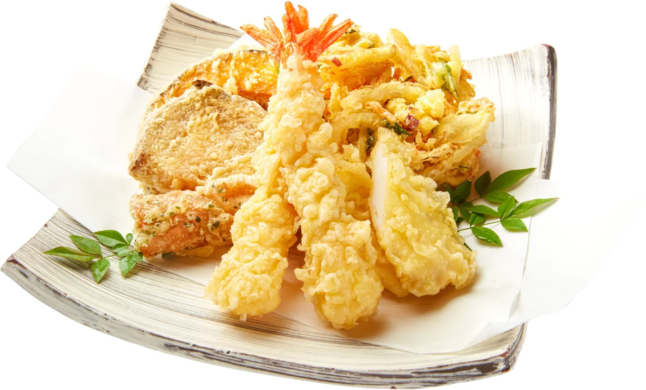 大海老天や野菜かき揚げなど、はなまるの天ぷら各種