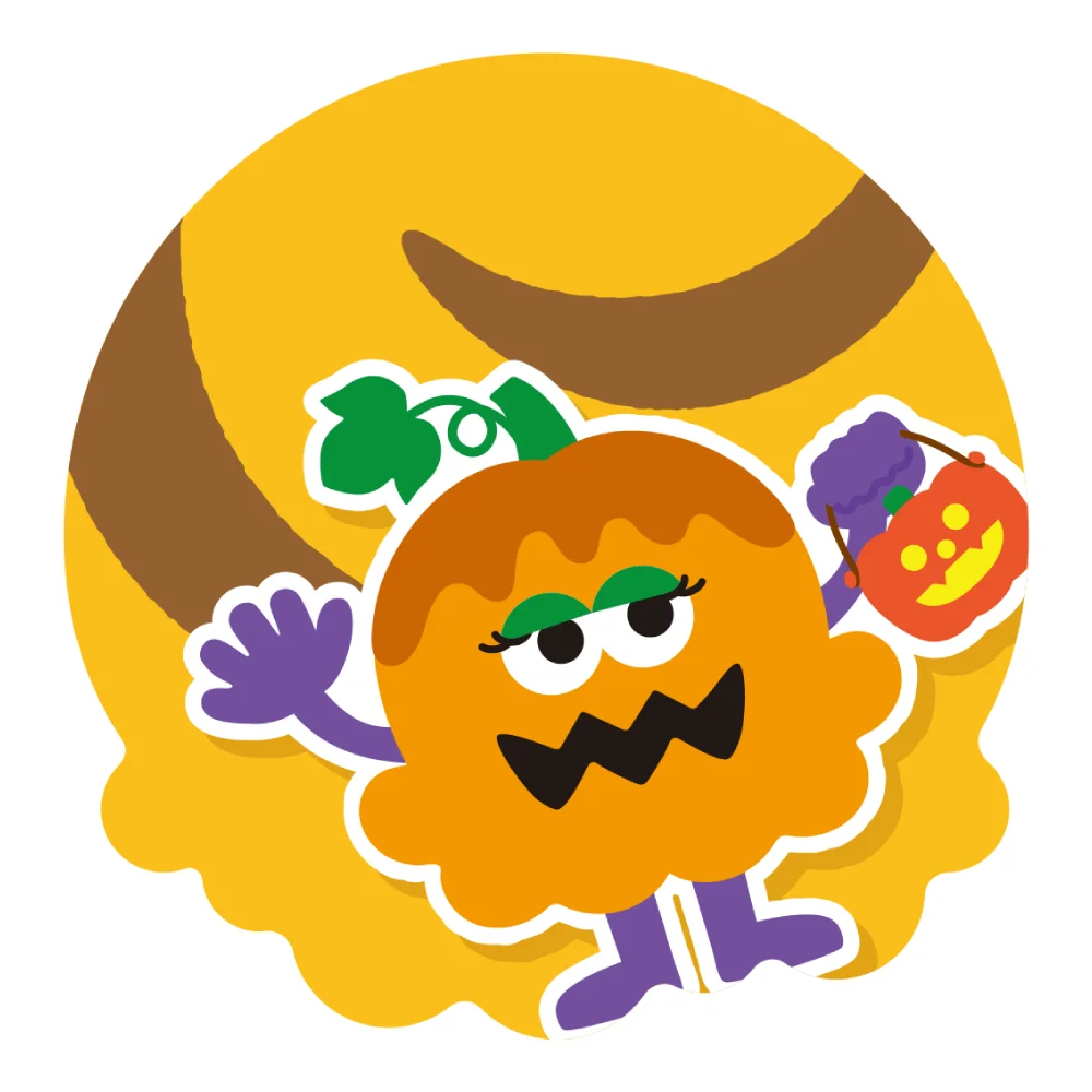 サーティワン パスポート ハロウィン期間限定来店ポイントシールのオレンジ色のキャラクターデザイン