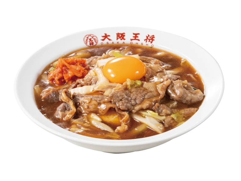 SUKIYAKIふわとろ天津飯ライト。卵黄と牛カルビ餡をかけた天津飯