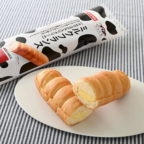 ミルクフランス(ASO MILK入りクリーム)のパンとパッケージ