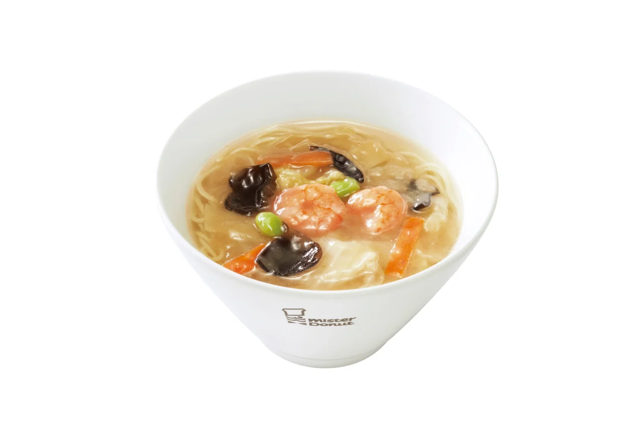 広東風 とろとろ!五目あんかけ麺。海老や野菜が入ったとろみのあるスープの麺料理。