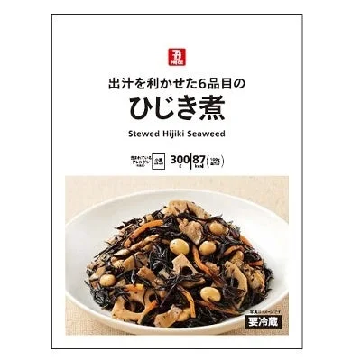 セブン・ザ・プライス ひじき煮 300gのパッケージと盛り付け画像