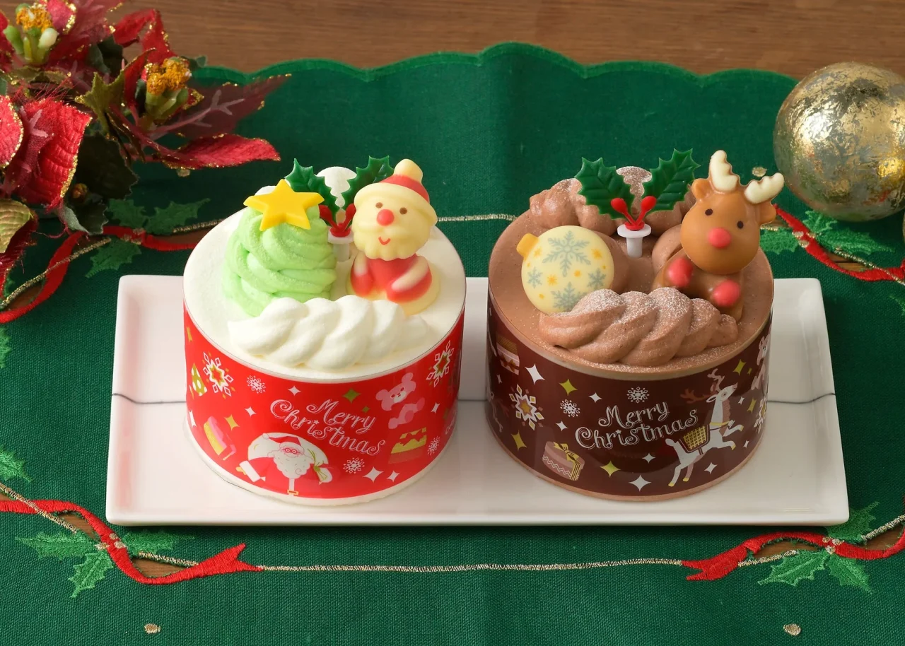 クリスマスコージープリンセスセット(2個入)のサンタとトナカイのプチケーキ