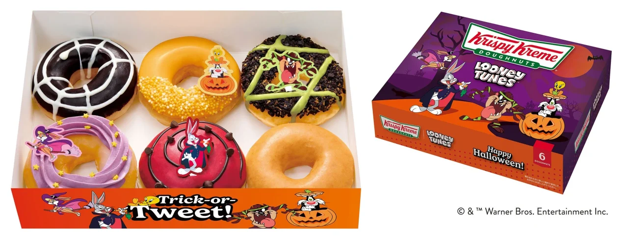 ルーニー・テューンズ ハロウィン ダズン ハーフ(6個)。6種のドーナツとキャラクター柄の箱