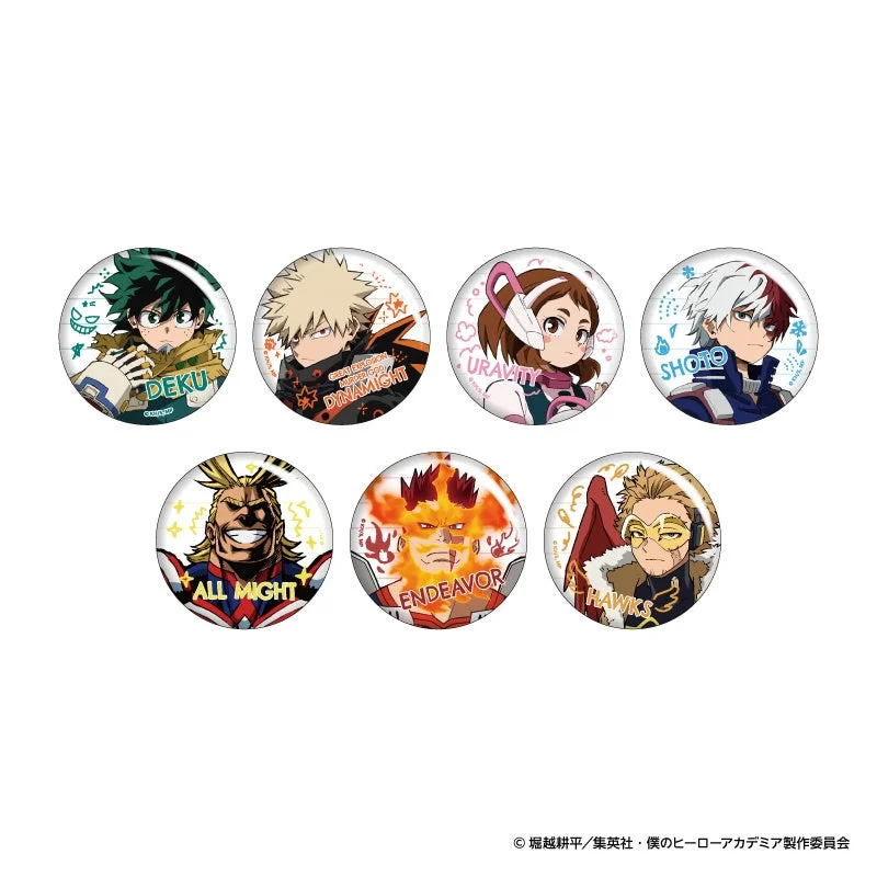 『僕のヒーローアカデミア』缶バッジ(ランダム7種)のキャラクター柄7点