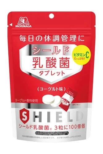 シールド乳酸菌タブレット(ヨーグルト味)の赤い袋パッケージ
