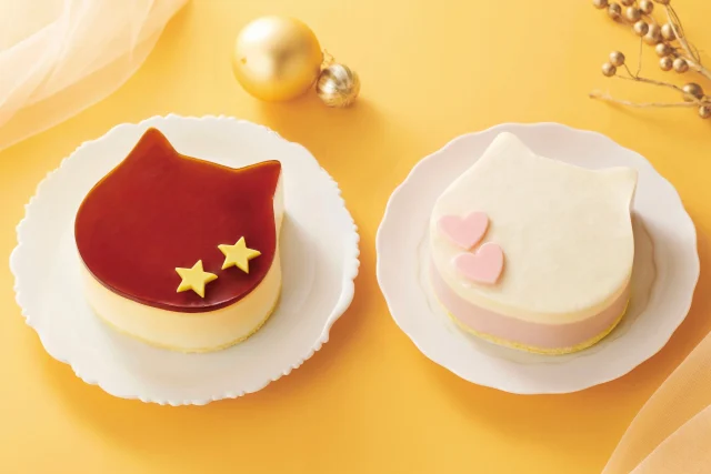 ねこねこのイオン限定クリスマスケーキ2種。ねこ型の2つのケーキ