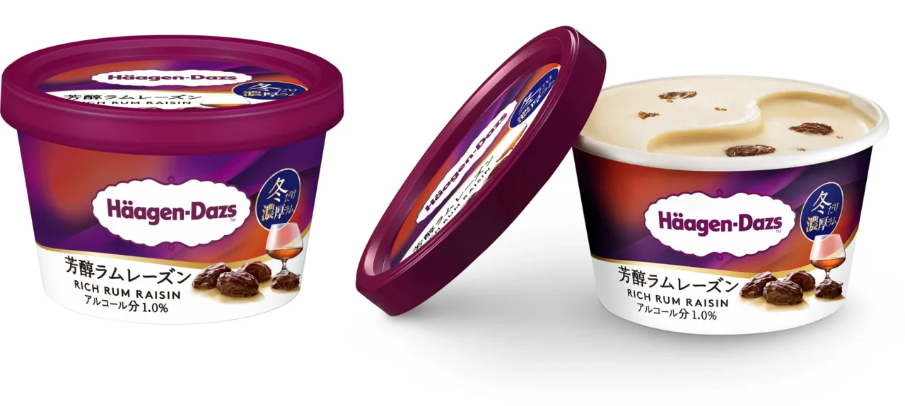 ハーゲンダッツ ミニカップ『芳醇ラムレーズン』のカップと開封した中身
