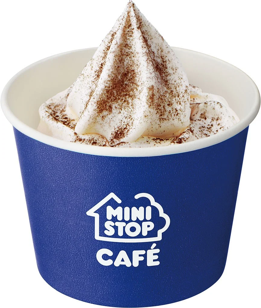 とろけるフォンダンショコラ 単品。ミニストップCAFEの青いカップのソフトクリーム