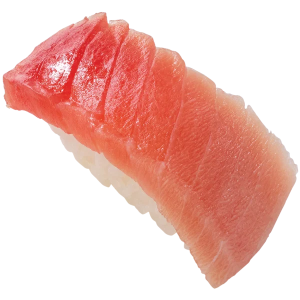 中とろの握り寿司。赤身が薄切りで重なりシャリに乗る