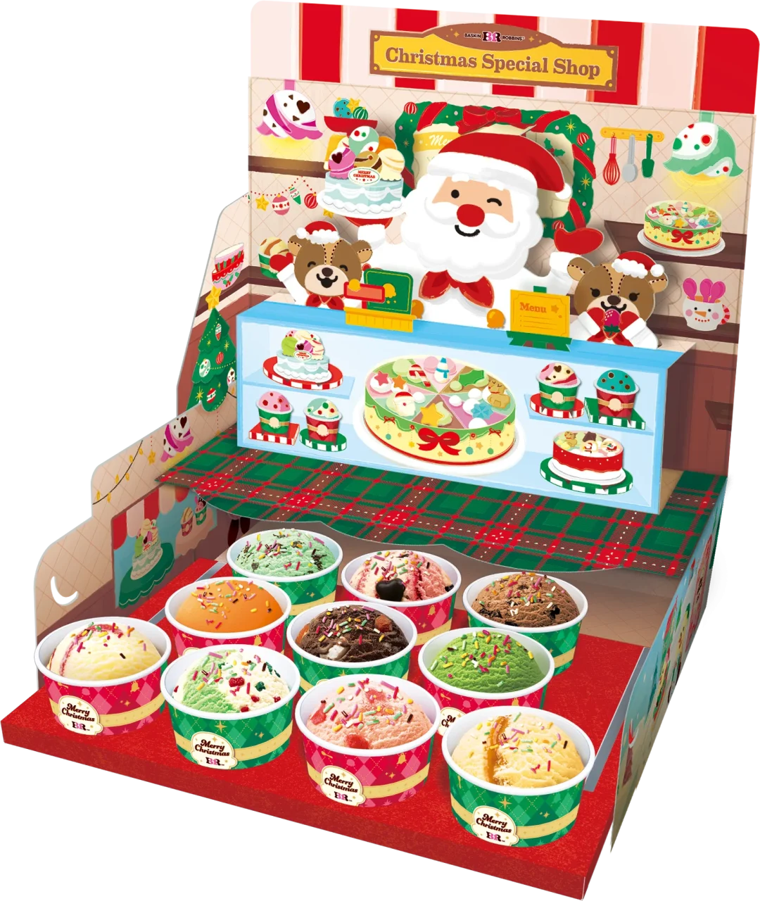 クリスマス パーティーセットの特製BOXとカップアイス10コ