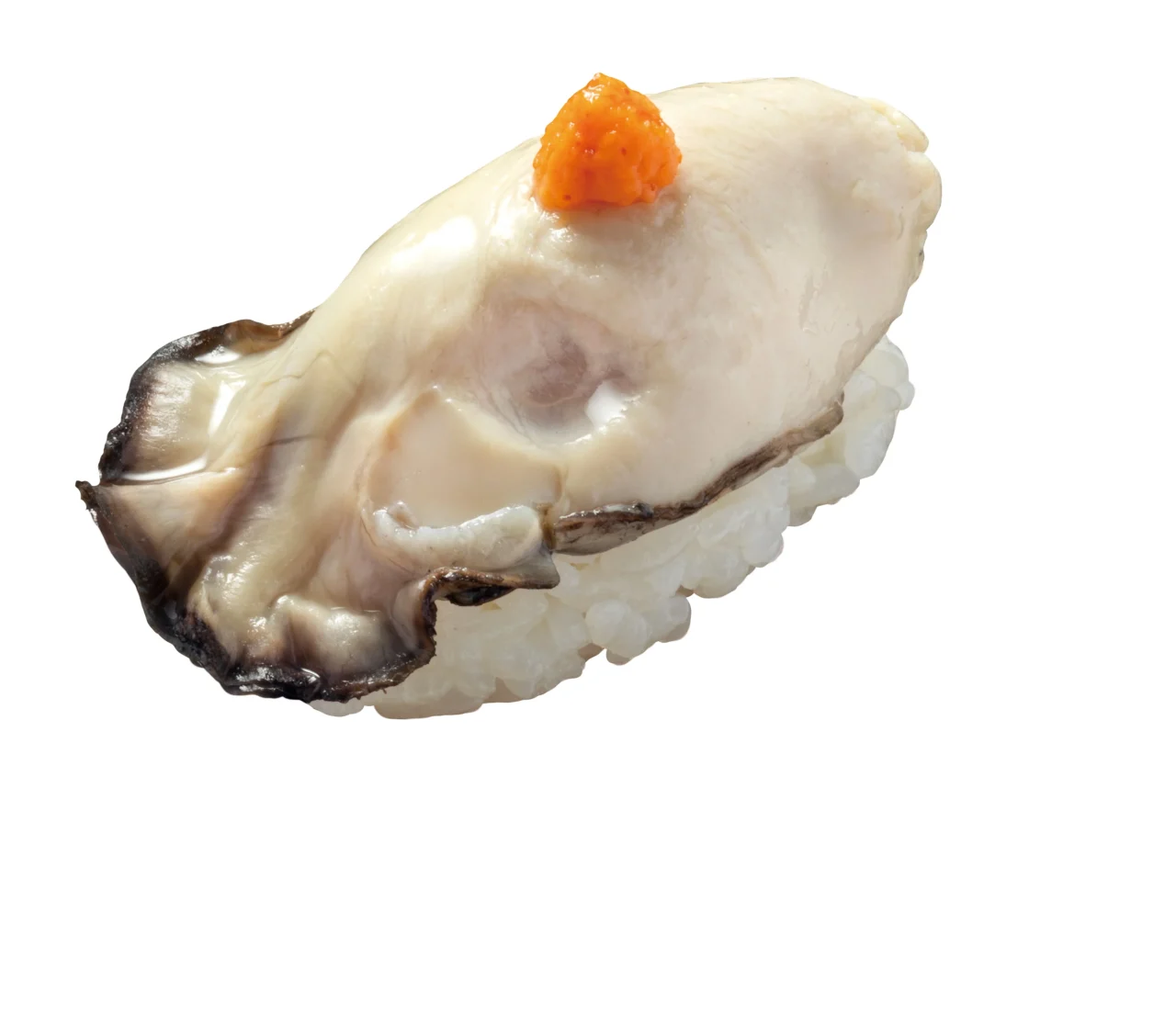 広島県産 牡蠣握り(もみじおろしのせ)。牡蠣にもみじおろしをのせた握り