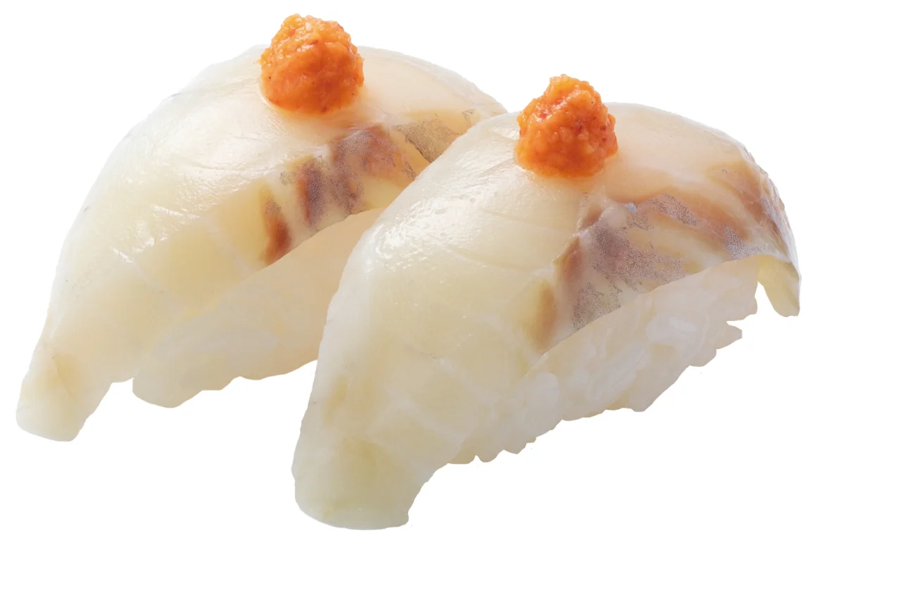 北海道産 塩〆黒そい(もみじおろしのせ)の握り2貫
