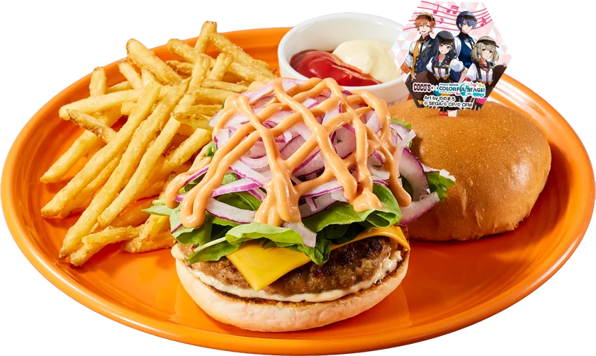 Vivid BAD SQUADの旨さを越える!伝説のチーズバーガーとポテト、ピック付き