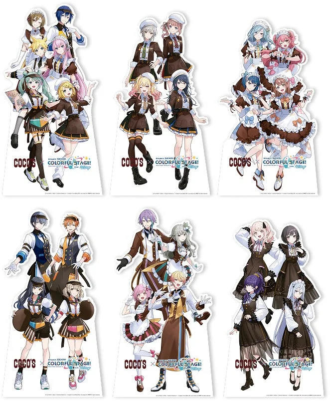 ココス×プロジェクトセカイのスタンディパネル6種、制服風衣装のキャラ