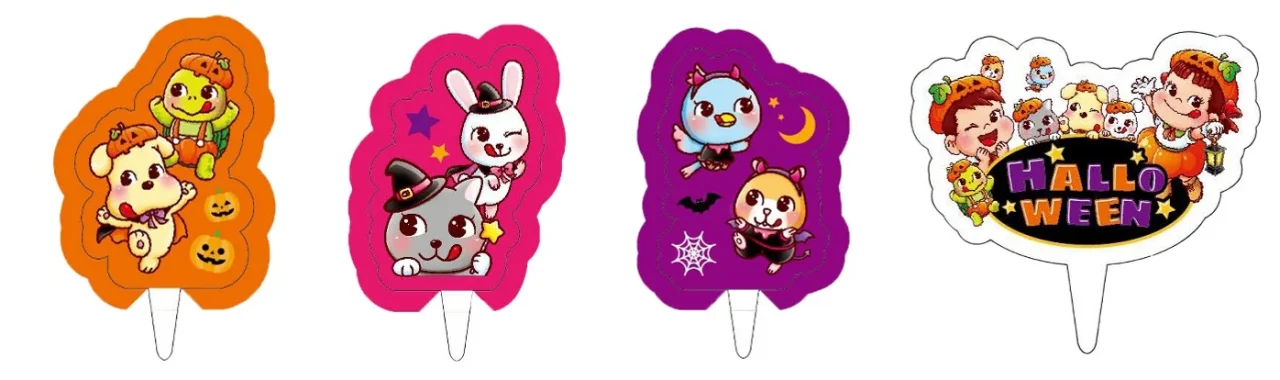 ハロウィン限定のペーパープレート全4種、仮装したキャラクター柄