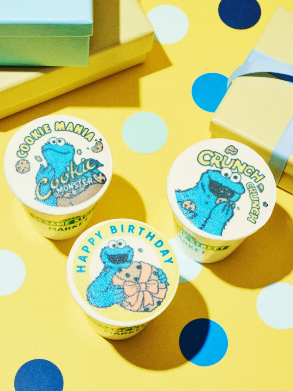 クッキーバースデー キャラクターラテ 3種のクッキーモンスターデザイン