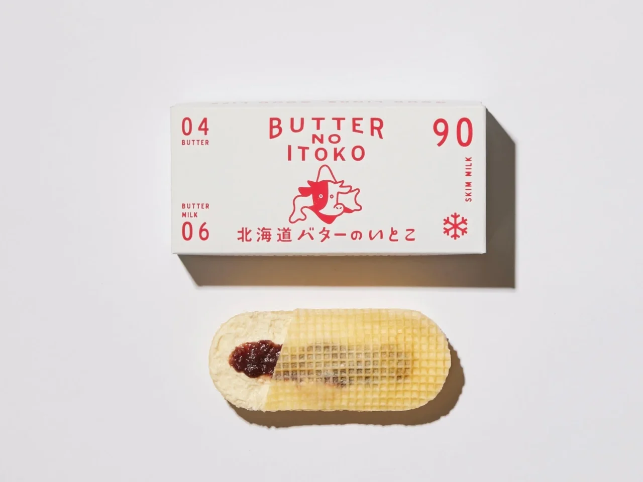 北海道バターのいとこ あんバターの箱と、あんがのぞく焼き菓子