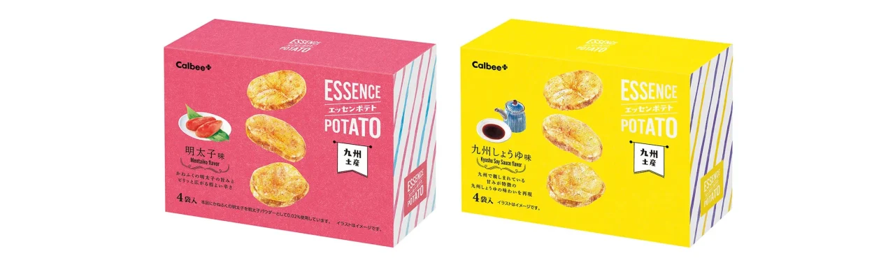 エッセンポテト 明太子味と九州しょうゆ味のパッケージ2種
