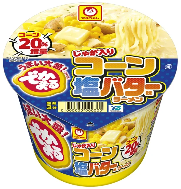 マルちゃん でかまる じゃが入りコーン塩バター味ラーメンのカップ容器