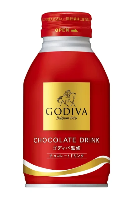 ゴディバ監修 チョコレートドリンク（ホット専用）の赤いボトル缶