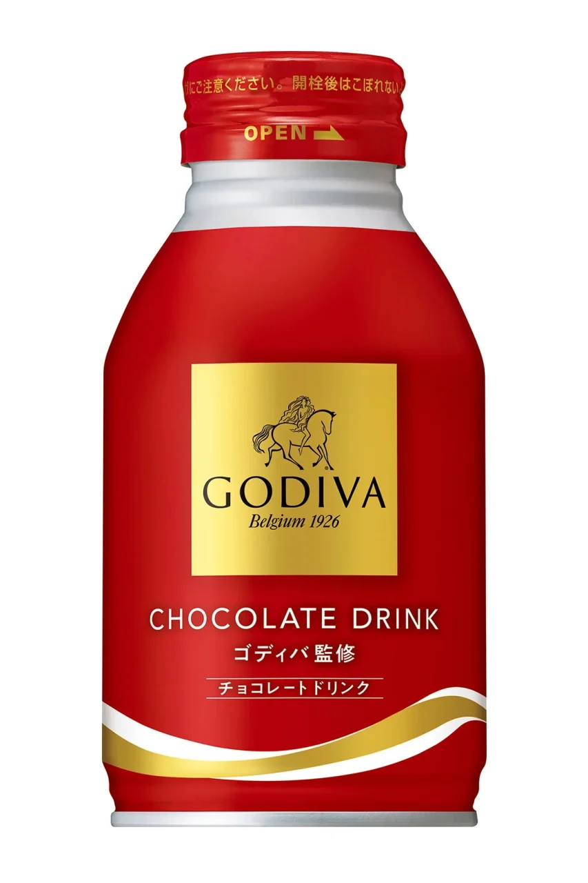 ゴディバ監修 チョコレートドリンク(ホット専用)の赤いボトル缶