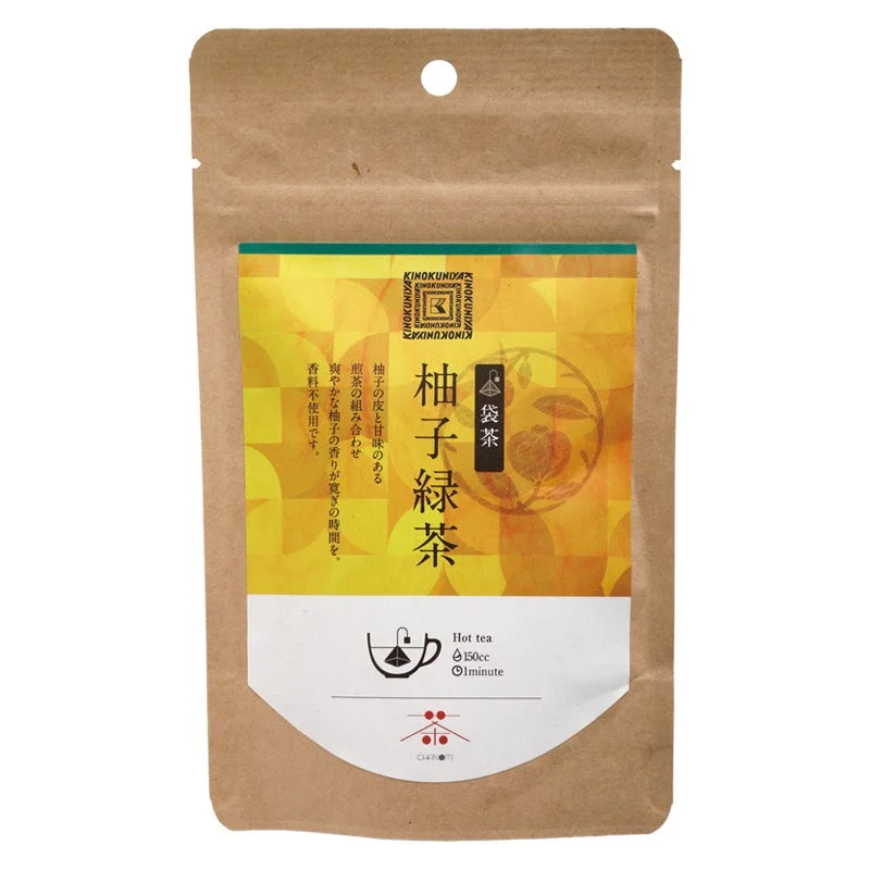 紀ノ国屋 柚子緑茶のクラフト調ティーバッグ袋パッケージ
