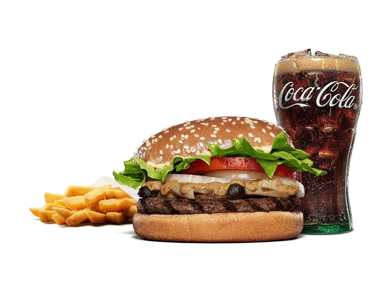 マッシュルームワッパー® Jr. セット。バーガーとフライドポテト、コカ・コーラ